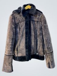 DROMEDAR Women's Faux Suede and Fur Lined Hooded J..