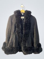 Black Faux Fur Trimmed Coat