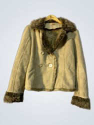 orsay Women's Tan Faux Suede Fur Trimmed Jacket