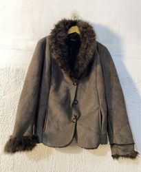 Brown Faux Fur Trimmed Jacket
