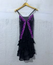 Black and purple sheer babydoll negligee with ruff..