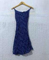 Blue floral print slip dress