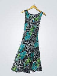 Sleeveless Leopard Print and Floral Dress