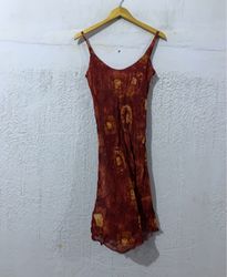 Red patterned slip dress