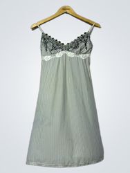 Striped Slip Dress with Lace Trim