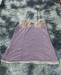 Purple chemise with lace trim