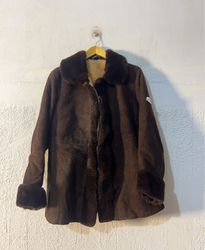 Brown Suede and Fur Trimmed Coat