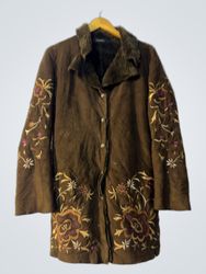 Caroll Embroidered Faux Fur Lined Coat