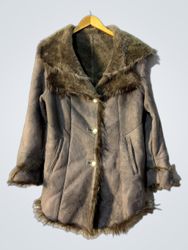 Shearling Coat with Fur Trim