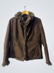 Brown Suede Jacket with Fur Trim
