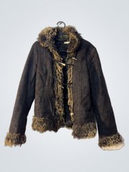 Brown Faux Fur Trimmed Jacket