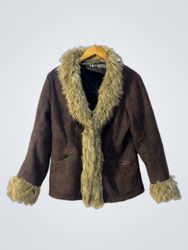 VM Fashion Brown Faux Fur Trimmed Jacket