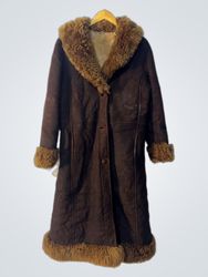 Brown Suede Shearling Coat