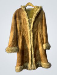 Da Di Peng Fashion Brown Suede Faux Fur Lined Hood..