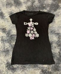 bebe Christmas Tree Graphic T-Shirt