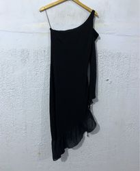 Black One Shoulder Ruffle Dress