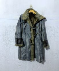 Long Grey Faux Fur Lined Coat