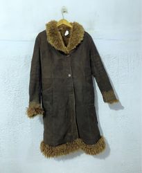 Brown Suede Coat with Fur Trim