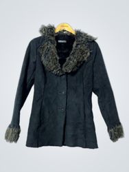 Black Faux Fur Trimmed Jacket