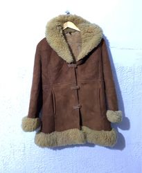 Brown Suede Shearling Coat