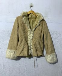 Tan Suede Jacket with Fur Trim