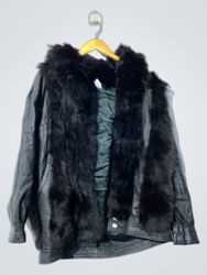 Black Leather Jacket with Fur Trim