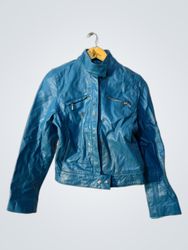 Freddy Women's Blue Leather Jacket