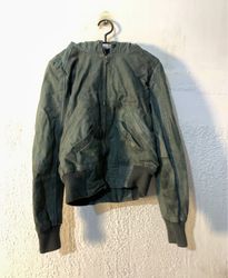 Green Hooded Bomber Jacket