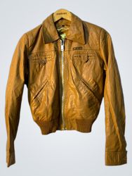 ISMART Brown Leather Bomber Jacket
