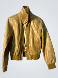 Tan Leather Bomber Jacket