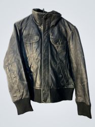 Black Leather Bomber Jacket