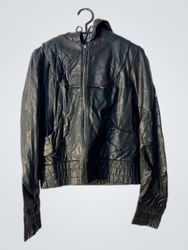 Black Leather Jacket with Hood