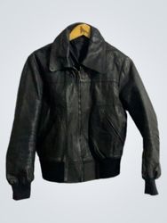 Black Leather Bomber Jacket