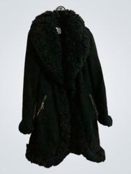 Black coat with fur collar and cuffs