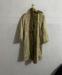 Beige Faux Fur Trimmed Coat