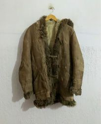 Brown Suede Fur Trimmed Hooded Jacket