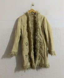 Beige Faux Fur Trimmed Coat
