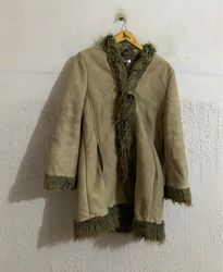 Beige Faux Fur Trimmed Coat