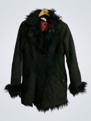 edc black fur trim coat