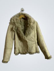 ALIBI Faux Fur Trimmed Suede Jacket Size 10
