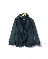 Black ruffled coat