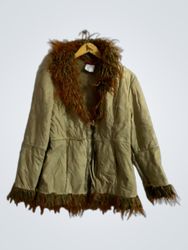 Beige Jacket with Fur Trim