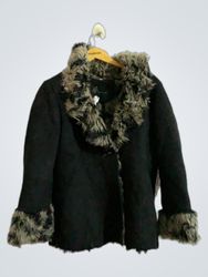 Black coat with fur trim