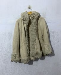 Cream Suede and Fur Trimmed Jacket