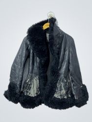 ESPRIT Black Faux Leather Fur Trimmed Jacket