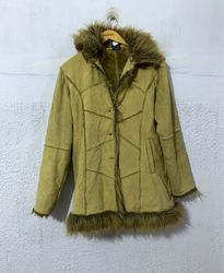 Tan Suede Faux Fur Trimmed Jacket