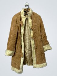 Brown Suede & Fur Trimmed Coat