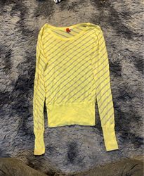 Guess Yellow Striped Long Sleeve Sweater