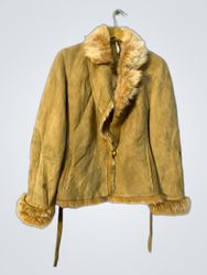 Brown Suede Jacket with Fur Trim