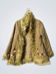 hic+spicy faux fur trim embroidered jacket